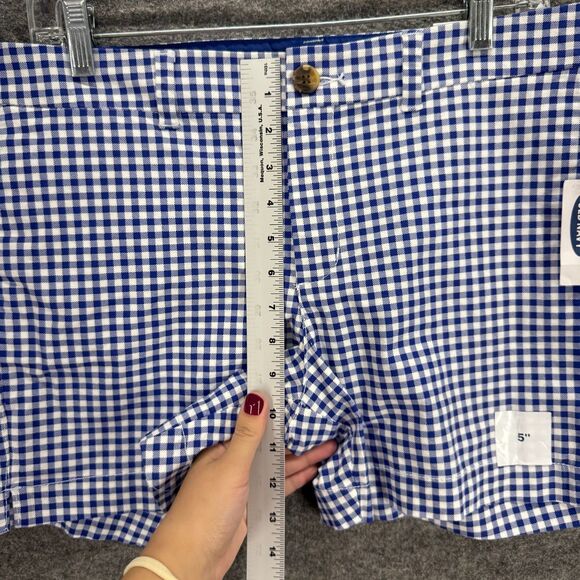 New Old Navy Shorts Women 8 Blue Plaid Mid Rise Everyday Short Chino Cotton - Picture 6 of 10